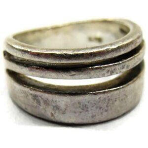 Sterling Silver Open Band Ring With Cutout Design By Rage - Size 4.5
